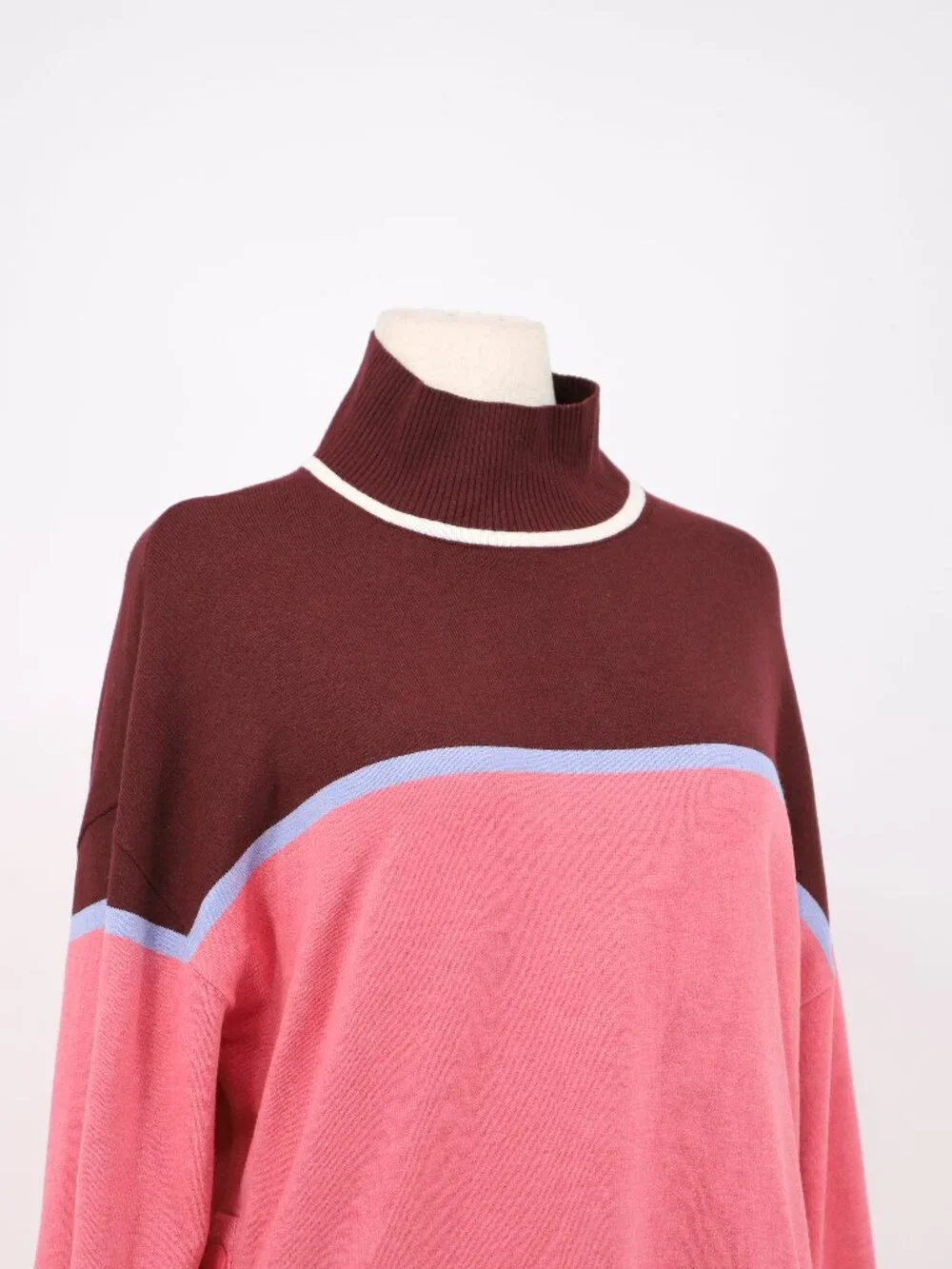 T By TALBOTS Mockneck Sweater - Striped Colorblock Size L